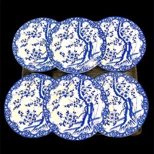 6 VTG Japanese Nippon Tokusei Cherry Blossom Plates